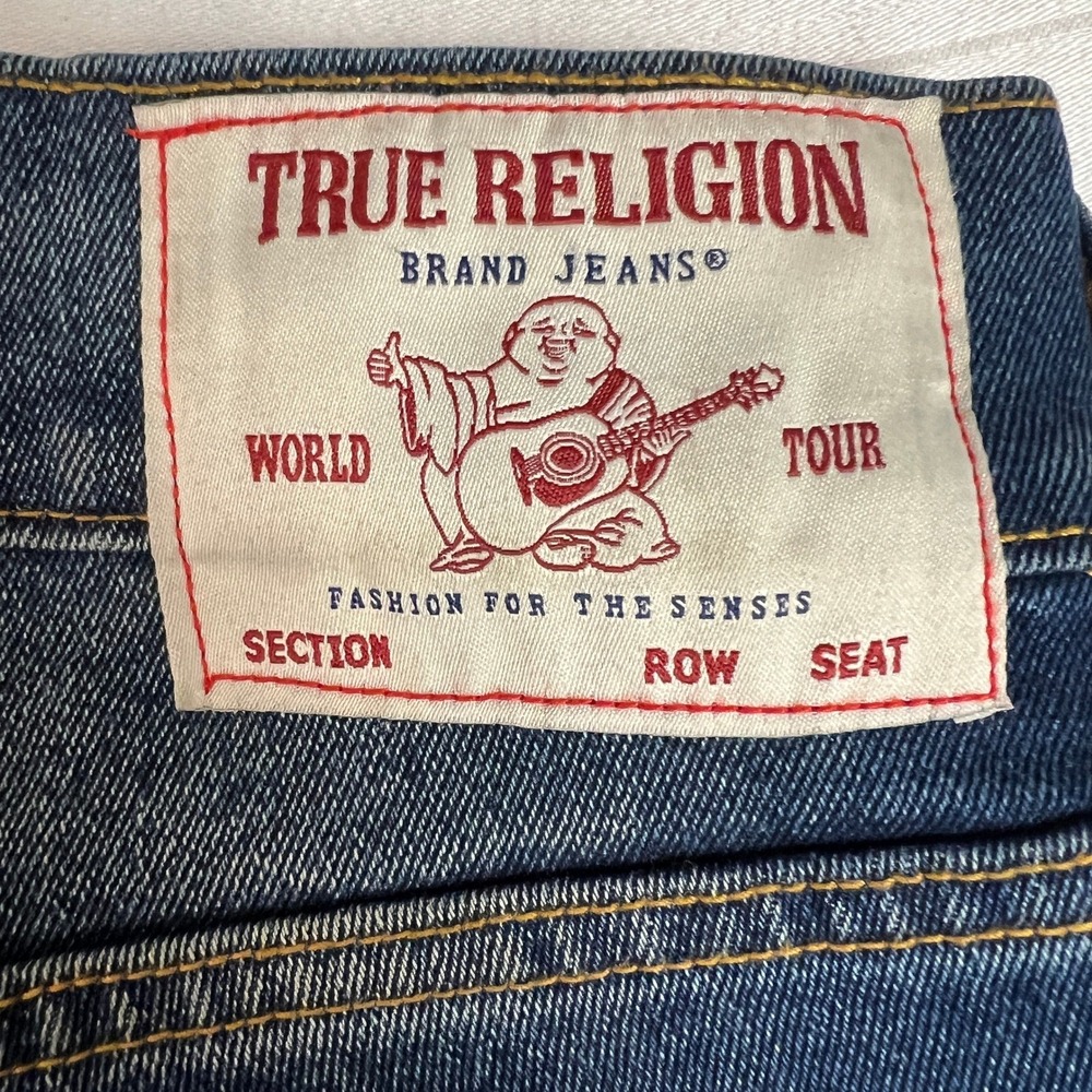 True Religion Geno Jeans Mens 32W Relaxed Slim Blue Wash‎ Denim Y2K Punk - Picture 10 of 13